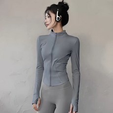 Kuchae 여성용 슬림핏 요가 필라테스 운동복 집업 자켓