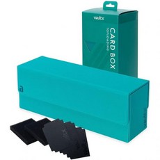 Vault X 트레이딩 카드 저장 박스 프리미엄 엑소-텍 소재 자석 뚜껑 구분칸 및 폼 인서트 덱 토플로더 카드와 슬리브 정리용 TCG 블랙, 청록