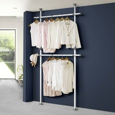 고정식 시스템 파이프 스탠드 폴 옷걸이 봉 2단 행거, 본상품선택