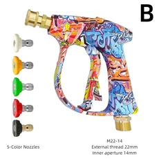 그래피티 디자인 고압 물총 4350PSI 1L 폼건 1/4인치 퀵 노즐 키트 (카처 어댑터 및 미끄럼 방지 고무 베이, 01 빠른  Mainland, 10 B