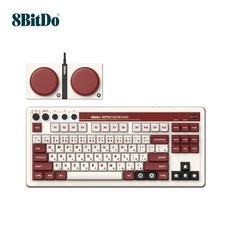 8BITDO 레트로 유무선 기계식 키보드 듀얼 슈퍼버튼 포함, 일반형, 1_레트로 기계식 키보드(레드색) + 슈퍼키, 레드