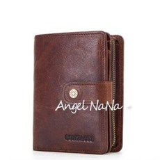 【AngelNaNa】真皮短夾-高質感瘋馬皮頭層牛皮RFID搭釦錢包男 (SMA0282)