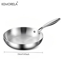 KEMORELA 미러 폴리싱 316 스테인리스 스틸 프라이팬 트리플 레이어 인덕션 쿠커, 24cm