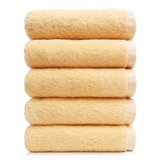 코튼리빙 40수 코마사 호텔 수건 200g, 파스텔옐로우, 5개