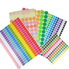 컬러풀 원형 사각 스티커 분류용 라벨 칭찬 표시 알림 다용도, 1개, 12mm 10색