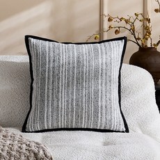DIU 抱枕套雪尼爾復古條紋牀頭靠墊軟包裝飾腰靠背靠枕沙發抱枕, 4淺灰條