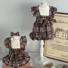 DFMEI 狗狗衣服公主格子蝶結裙子復古泰迪比熊小中型犬衣服ins, 1個, 復古條紋褲