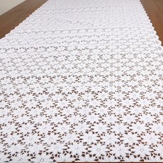 거실장덮개 협탁보 미니식탁보 서랍장커버 레이스테이블보미니, 국화(화이트), 1개, 50*180cm, 국화