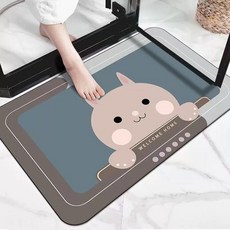 반려동물 미끄럼방지매트 초흡수성 건조 급식 고양이, 1개, 엎드린 토끼 정사각형, 60x90.2cm
