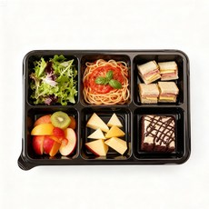 직사각 6칸 반찬 일회용 포장용기 블랙, 100개, 1개입