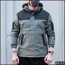 野戰搖滾-生存遊戲 SECTOR SEVEN 袋鼠戰術上衣 帽T 長袖T恤 戰術衛衣 迷彩服 工作服 勤務服, 灰綠色,M, 1個