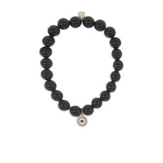 시드니에반 이블 아이 14K 옐로 골드 다이아몬드 오닉스 브레이슬릿