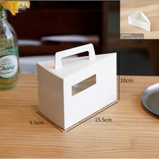 三角蛋糕盒 慕斯切塊包裝 三明治甜甜圈打包外賣紙盒, 1個, 白色三角手提盒+白色