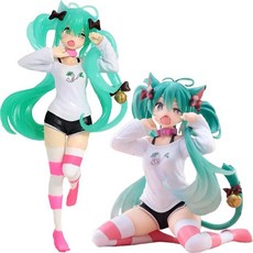 하츠네 미쿠 데스크탑 귀여운 액션 피규어 네코 티셔츠 버전 애니메이션 모델 선물, 1개, 1L, 3. 2pcs no box