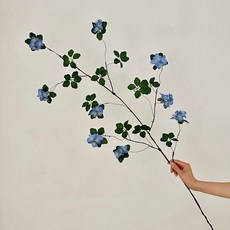 中式禪意仿真花綠植長枝擺飾, 藍色, 1個
