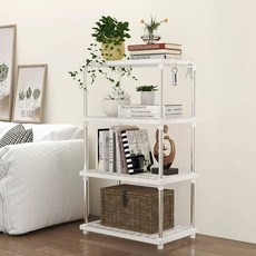 다기능 철제 바닥형 선반 주방 거실 다층 과일 채소 이동식 식탁 수납 정리대, 01 4층, 01 하얀색