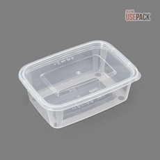 유즈팩 사출 직사각 밀폐용기 0.85L 투명 50개 샐러드 김치 포장, 1개