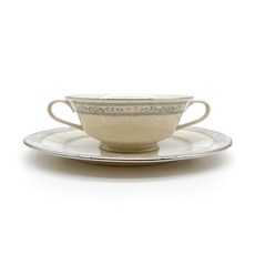 Antique 레녹스 찰스턴 양손 스프 보울과 20.5cm 접시 세트 백금 디저트볼 죽그릇, 1개