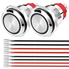 게빌데 숏 타입 푸시 버튼 19mm 순간 스테인리스 스틸 푸시 버튼 스위치 20A/12-24V 15A/220V 방수 2핀 SPST 스위치, Momentary 110-230V