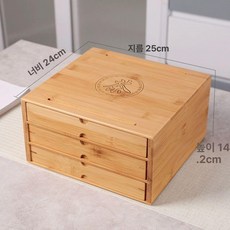 보이차 보관함 한약재 차통 티박스 다도 찻잎, 내추럴 대나무 3단 푸얼 차박스, 0x0x0cm, 1ml