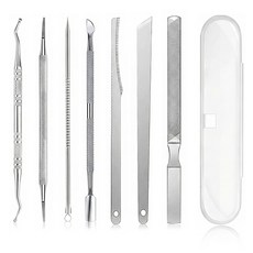 아띠꼴로 발톱 큐렛 손톱 큐티클제거 니퍼 셀프 케어 세트, 1세트, 실버7종