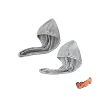 와이홈 극세사 헤어드라이 타올 무지+줄무늬+곱창헤어밴드 세트, 2세트