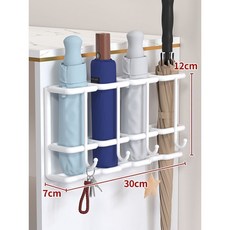 桃園快速 家用門口壁掛式雨傘架 免釘置物架 門後雨傘收納架 傘架收納掛鉤, 黑色四格+掛鉤, 1個