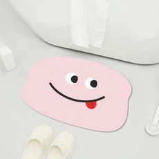 디아쿠아 몬스터 빨아쓰는 욕실 주방 논슬립 소프트 규조토 발매트, 냠냠핑크