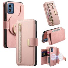 Dteck 모토 G 스타일러스 5G (2024) 2-in-1 폰 케이스 6.7인치 탈착식 플립 지갑 케이스 쉘이 있는 슬림하고 얇은 백 커버 카드 슬롯/지퍼 포켓/링 홀더