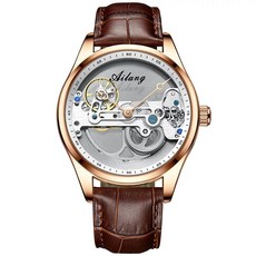 시계 다이버 스켈레톤시계 메탈 금장시계 오토메틱, 1, I. AL8625AL4 로즈쉘 화이트 벨트