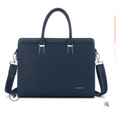 韓版公事包 商務包 男士手提包 橫款公文包 男式皮包 電腦包 公事包 父親節禮物【台灣現貨】, NG藍色 (橫款)些許脫皮, 藍色