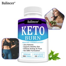 케토번 1200mg 식이보충제 - 라즈베리 케톤 녹차추출물 사과식초분말 Non-GMO 건강한 포뮬라, 1개, 120회분