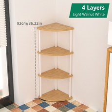 수납 선반 벽 모서리 실용적인 거실/주방/침실 책장 식물 꽃꽂이 3/4/5/6 층, 12 Beige-4 layer, 1개