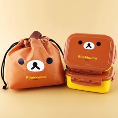 리락쿠마 뉴 사각밀폐 2단 도시락-브라운 eso+25514AJ