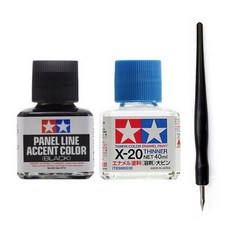 타미야 에나멜 신너 패널라인 엑센트 블랙 먹선작업 세트 (80030 G펜촉 87131)