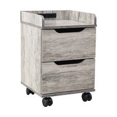 Akira MIT小巧雙抽床邊活動收納櫃DR009 櫃子 收納櫃 置物櫃 書櫃 邊櫃 活動櫃 床頭櫃 抽屜櫃, 灰橡木紋, 1箱