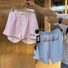 badblood bcac系列美式辣妹條紋運動短褲女沙灘褲五分褲熱褲, 藍白條襯衫,S