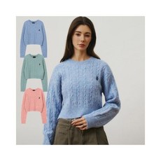 빈트릴 여자 니트 스탠다드 해시태그 로고 울 케이블 크롭 BA243KT501DJDH5576356