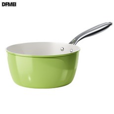 DFMEI 牛油果綠湯鍋陶瓷不粘鍋耐磨蒸煮一體泡麪鍋防鏽加厚一人食小鍋, 1個, 16內白外綠奶鍋, 如圖