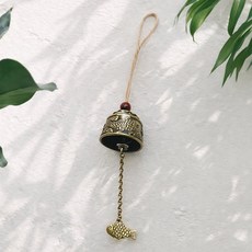 제로앤나인 재물운 복들어오는 풍경종 물고기 도어벨, 황동
