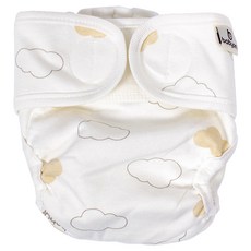 베이비앙 입체형 똑딱이형 찍찍이형 통풍이 잘 되는 무형광 기저귀커버, 03순면 입체형 기저귀커버(신생아~15개월)구름이, 1개
