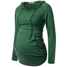 GINKANA 임산부 후디 긴소매 셔츠 캐주얼 임산부 상의 임산부 스웨트셔츠 캐주얼 의류 블랙+버건디 XXL