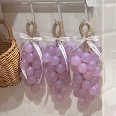 크리스탈 포도 비누 포도송이 수제 비누 에센셜 오일 비누 목욕 손세정 지속적인 향기 모조 과일 비누, 보라색 비누 흰색 선물 상자