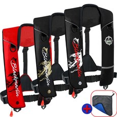 블랙마린 기본형 자동팽창식 구명조끼 KC인증 FREE 사이즈 국내생산 수분감지 바다낚시, 레드(화이트)