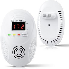 일산화탄소 감지기 및 천연 플러그인 이중 센서가 있는 누출 - 가정용 프로판 공동 RV 에센셜 흰색 1Pcs, GAS&CO, White 1Pcs