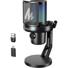 마오노 무선 마이크 for PC 콘덴서 USB with 소프트웨어 AI 음성 변환 3단계 노이즈 캔슬링 맞춤형 EQ RGB 게이밍 스트리밍 팟캐스트 PS5 PS4 트위치 유튜브, DM40Pro Black, 1개, 블랙, DM40Pro Black