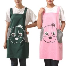 La Pet 여성용 남성용 방수 앞치마 2개 포켓 2개 요리 앞치마 그린+핑크., La Pet 여성용 남성용 방수 앞치마 2개, 포켓 2