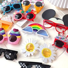 배키샵 생일 파티 용품 기념일 선글라스 안경 데코 소품, 1개, 02_레트 하트뿅뿅