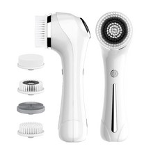 페이셜 클렌징 브러시 딥 부드러운 각질 제거 블랙헤드 마사지 4가지 헤드가 있는 일렉트릭 화이트 269281