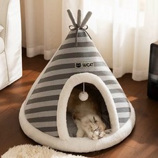 즈이리빙 니트 보온 고양이 숨숨집 텐트 강아지 집, 1개, 그레이